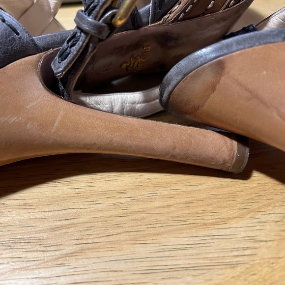 Womens Prada Gray Platform Strappy Leather Heels 38 US/8 * - Picture 16 of 16